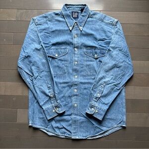 Vintage Gap Denim Shirt Blue Button Down Workwear